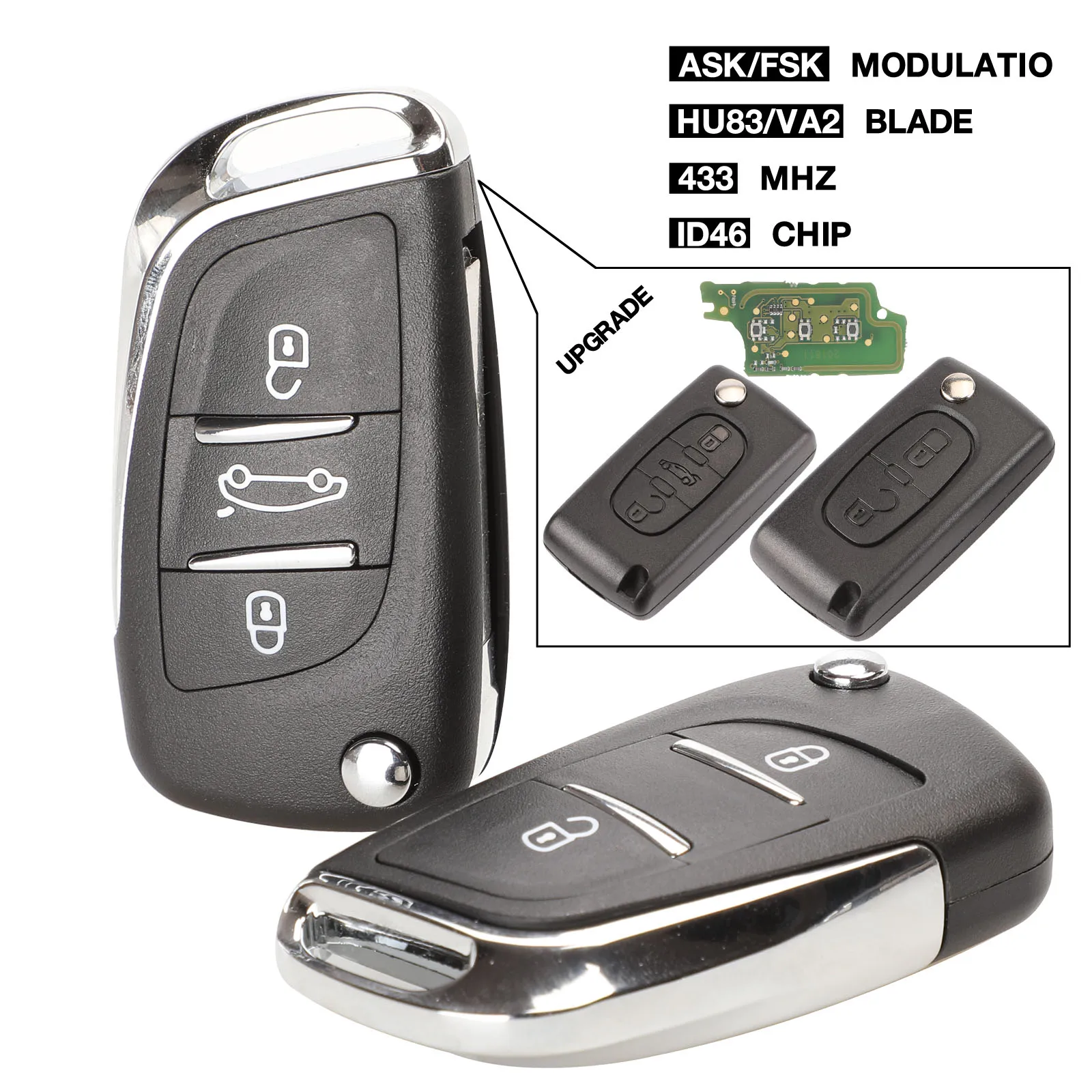 kutery Ce0523 ASK/FSK 2/3 Button Remote Car key For Citroen C2 C3 C4 C5 433Mhz ID46 Modified Flip Folding Car Key Control
kutery Ce0523 ASK/FSK 2/3 Button Remote Car key For Citroen C2 C3 C4 C5 433Mhz ID46 Modified Flip Folding Car Key Control