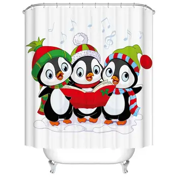 Cartoon Shower Curtain Three Cute Penguins Bath Accessories with 12 Hooks Waterproof Polyester Fabric Bathroom Xmas Decoration
Cartoon Shower Curtain Three Cute Penguins Bath Accessories with 12 Hooks Waterproof Polyester Fabric Bathroom Xmas Decoration