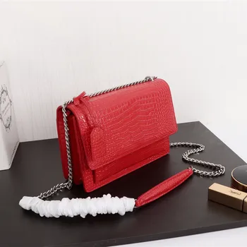 Fashion Designer Alligator Genuine Leather Shoulder Bag Chain Flap Crossbody Bag Handbag Red Organ bag Women &Girls Office Daily
Fashion Designer Alligator Genuine Leather Shoulder Bag Chain Flap Crossbody Bag Handbag Red Organ bag Women &Girls Office Daily
