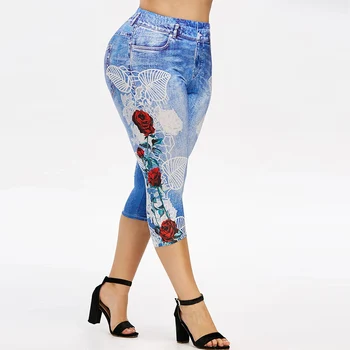 3/4 Floral Print Imitation Jeans Summer Leggings Women Plus Size Jeggings Sexy Cropped Pants Stretch Elastic Pencil Pants D30
3/4 Floral Print Imitation Jeans Summer Leggings Women Plus Size Jeggings Sexy Cropped Pants Stretch Elastic Pencil Pants D30