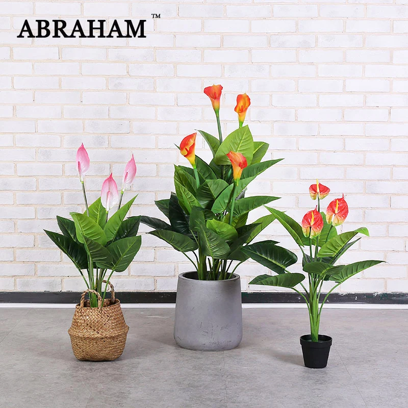 70cm 3 Heads Calla lily Plants Big Artificial Tree Tropical Fake Palm Tree Green Plastic Leaves PU Flower For Home Wedding Decor
70cm 3 Heads Calla lily Plants Big Artificial Tree Tropical Fake Palm Tree Green Plastic Leaves PU Flower For Home Wedding Decor