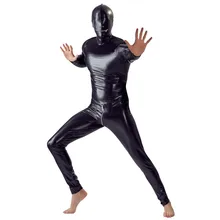 Fun Leather Men Cosplay Elastic Open Crotch Cover Head Jumpsuit Nightclub Double Zipper Bar Dance Clothing Club Party 1 Set
Fun Leather Men Cosplay Elastic Open Crotch Cover Head Jumpsuit Nightclub Double Zipper Bar Dance Clothing Club Party 1 Set