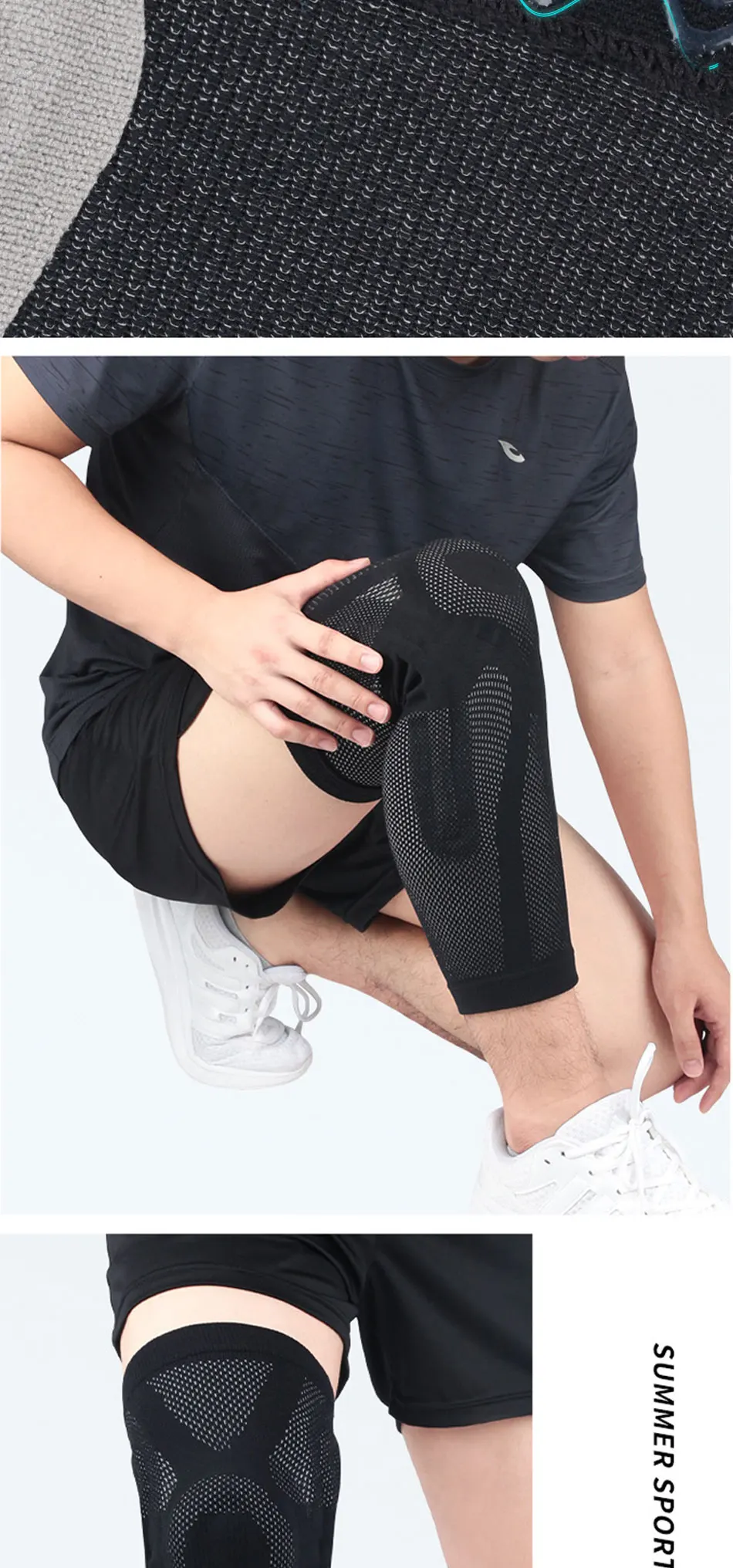 Long Sports Knee Pads Thin Breathable Meniscus Joint Protection