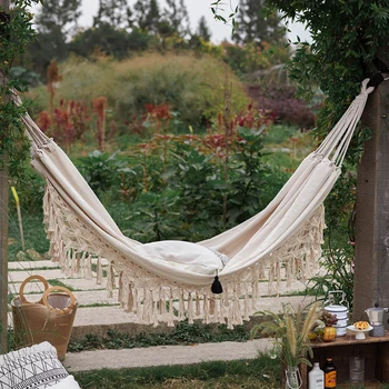 Double Hammock Outdoor Camping Canvas Fabric Brazilian Macrame Fringe Hammock for Patio Travel Hiking Hanging Swing Bed
Double Hammock Outdoor Camping Canvas Fabric Brazilian Macrame Fringe Hammock for Patio Travel Hiking Hanging Swing Bed