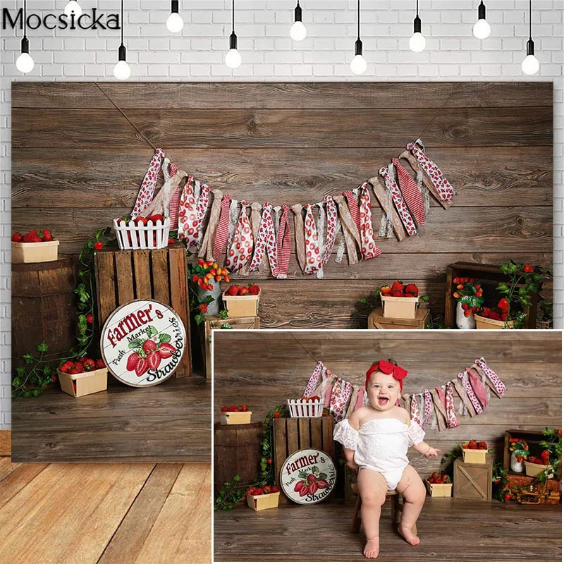 Mocsicka Strawberry Farm Cake Smash Photography Backdrops Kids 1st Birthday Photographic Studio Photo Backgrounds Props
Mocsicka Strawberry Farm Cake Smash Photography Backdrops Kids 1st Birthday Photographic Studio Photo Backgrounds Props