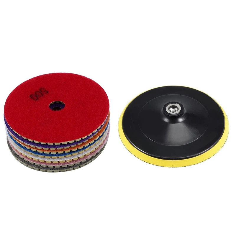 8Pcs Diamond Polishing Pads +Back-Up Pad 4 Inch Wet/Dry Set for Granite Stone Concrete Marble Grinding Discs
8Pcs Diamond Polishing Pads +Back-Up Pad 4 Inch Wet/Dry Set for Granite Stone Concrete Marble Grinding Discs