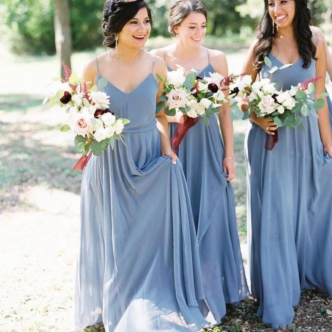 Sheath/Column Simple Design Spaghetti Straps Bridesmaid Dresses Chiffon Sleeveless Maid of Honor Dress for Wedding Party
Sheath/Column Simple Design Spaghetti Straps Bridesmaid Dresses Chiffon Sleeveless Maid of Honor Dress for Wedding Party