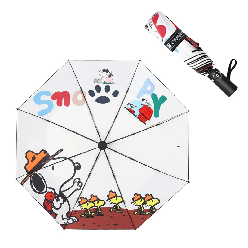 

Stylish Cartoon Snoopy Umbrella Three-fold Automatic Parasol UV Protection Sunny and Rainy Days Umbrellas for Boys and Girls