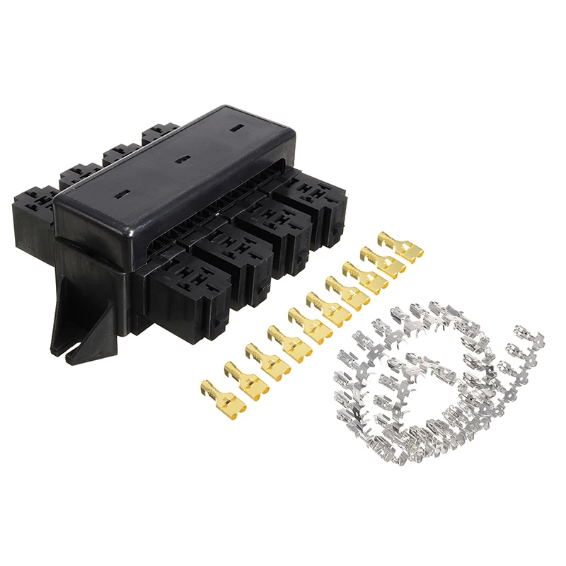 Car 20-Way Blade Fuse Holder 8 Way Relay Box Circuit Protector Distribution Block with 40pcs Connection Terminal