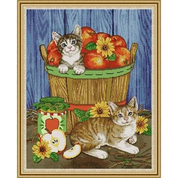 Everlasting Love Cats And Fruits Chinese Cross Stitch Kits Ecological Cotton Stamped Printed 14 DIY Christmas Wedding Decoration 
Everlasting Love Cats And Fruits Chinese Cross Stitch Kits Ecological Cotton Stamped Printed 14 DIY Christmas Wedding Decoration