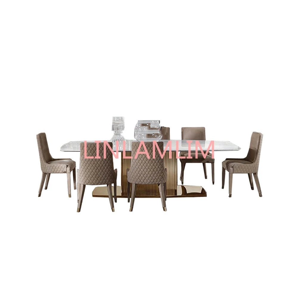 

dining table set comedor sillas de comedor стол обеденный mesa comedor muebles de madera mesa gold stainless steel + 6 chairs