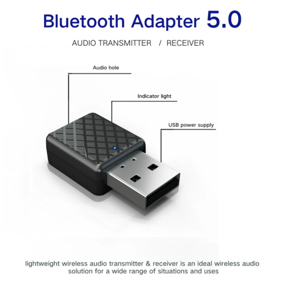 Bluetooth 5.0 Transmitter Receiver 3.5mm Stereo Audio Sound Music Dongle Adapter For TV PC Headphones Speakers
Bluetooth 5.0 Transmitter Receiver 3.5mm Stereo Audio Sound Music Dongle Adapter For TV PC Headphones Speakers