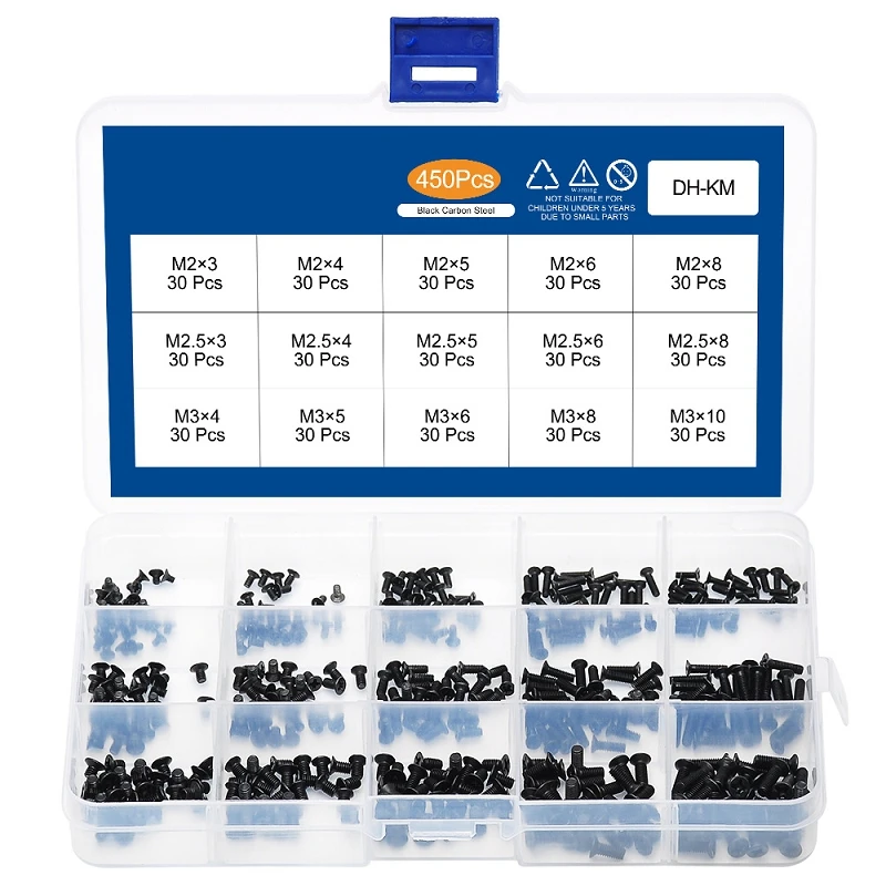 450/650/720 Pcs Flat Head Machine Screws M1.4 M1.7 M2 M2.5 M3 Countersunk Screw Laptop Notebook Screws Kit Set
450/650/720 Pcs Flat Head Machine Screws M1.4 M1.7 M2 M2.5 M3 Countersunk Screw Laptop Notebook Screws Kit Set