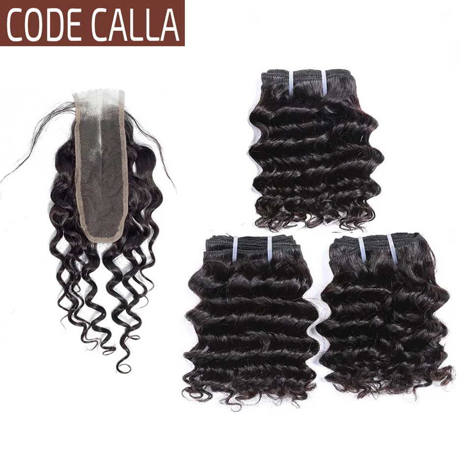 Code Calla Deep Curly Wave Bundles With 2*6 KIM K Lace Closure Brazilian Remy Human Hair Extensions Weft Natural Black Color
Code Calla Deep Curly Wave Bundles With 2*6 KIM K Lace Closure Brazilian Remy Human Hair Extensions Weft Natural Black Color