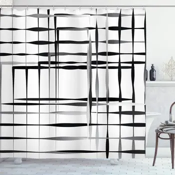 Modern Art Shower Curtain Minimalist Image with Simplistic Spaces and Spare Asymmetric Grids and Lines Bathroom Decor Set 
Modern Art Shower Curtain Minimalist Image with Simplistic Spaces and Spare Asymmetric Grids and Lines Bathroom Decor Set