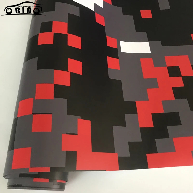 Black Red Digital Car Sticker Wrap Film-4