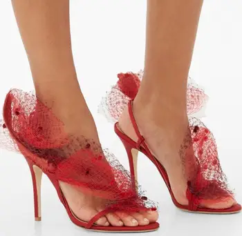 Moraima snc Mesh Grid Feather Decorations High Heel Sandal Summer Open Toe Woman Shoes Sexy Flower Party Dress Heels Red Black
Moraima snc Mesh Grid Feather Decorations High Heel Sandal Summer Open Toe Woman Shoes Sexy Flower Party Dress Heels Red Black