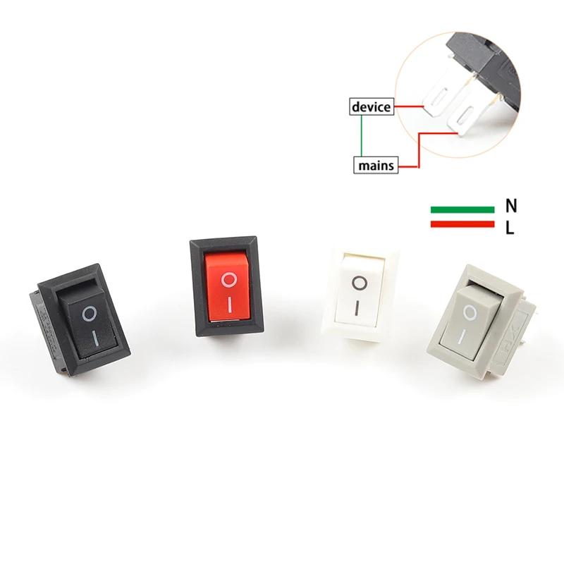 10PCS/LOT 2 Pin 10*15mm SPST ON/OFF Mini Boat Rocker Switch 3A 250V AC KCD11 Snap-in Rocker Switches Black Red White Gray
10PCS/LOT 2 Pin 10*15mm SPST ON/OFF Mini Boat Rocker Switch 3A 250V AC KCD11 Snap-in Rocker Switches Black Red White Gray
