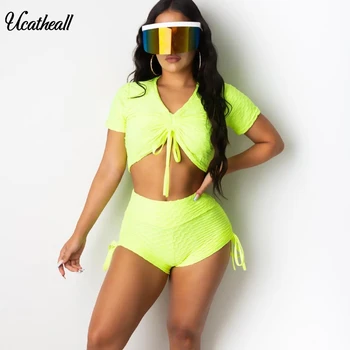 Summer Women Short T Shirt And Shprts Set Sexy V Neck Matching Set High Waist Short Sleeves Drawstring Two Piece Set
Summer Women Short T Shirt And Shprts Set Sexy V Neck Matching Set High Waist Short Sleeves Drawstring Two Piece Set
