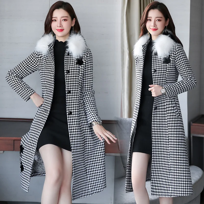 Thousands of Birds Woolen Overcoat Women's Mid-length Hong Kong Autumn And Winter New Style Korean-style Waist Hugging Slimming
Thousands of Birds Woolen Overcoat Women's Mid-length Hong Kong Autumn And Winter New Style Korean-style Waist Hugging Slimming