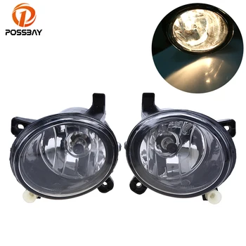 POSSBAY Car Front Light Lamp Round Type Lamp for Audi A4 Sedan/Avant 2008/2009-2012 Halogen Clear Frnt Lower Fog Light Assembly