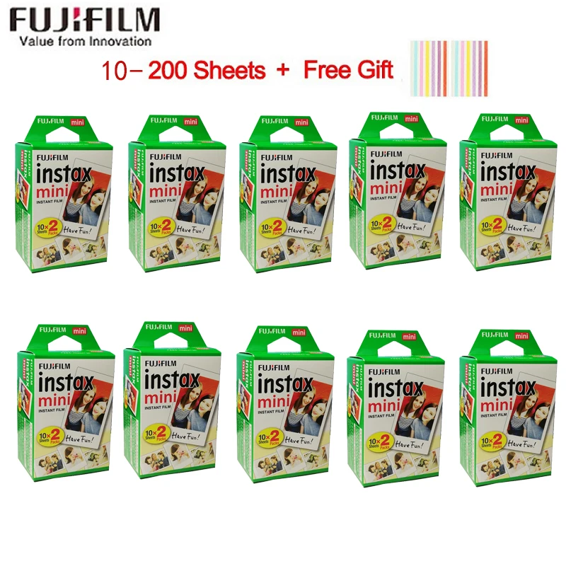 

10-200 sheets Fujifilm instax mini 9 film white Edge 3 Inch wide film for Instant Camera mini 8 7s 25 50s 90 Photo paper
