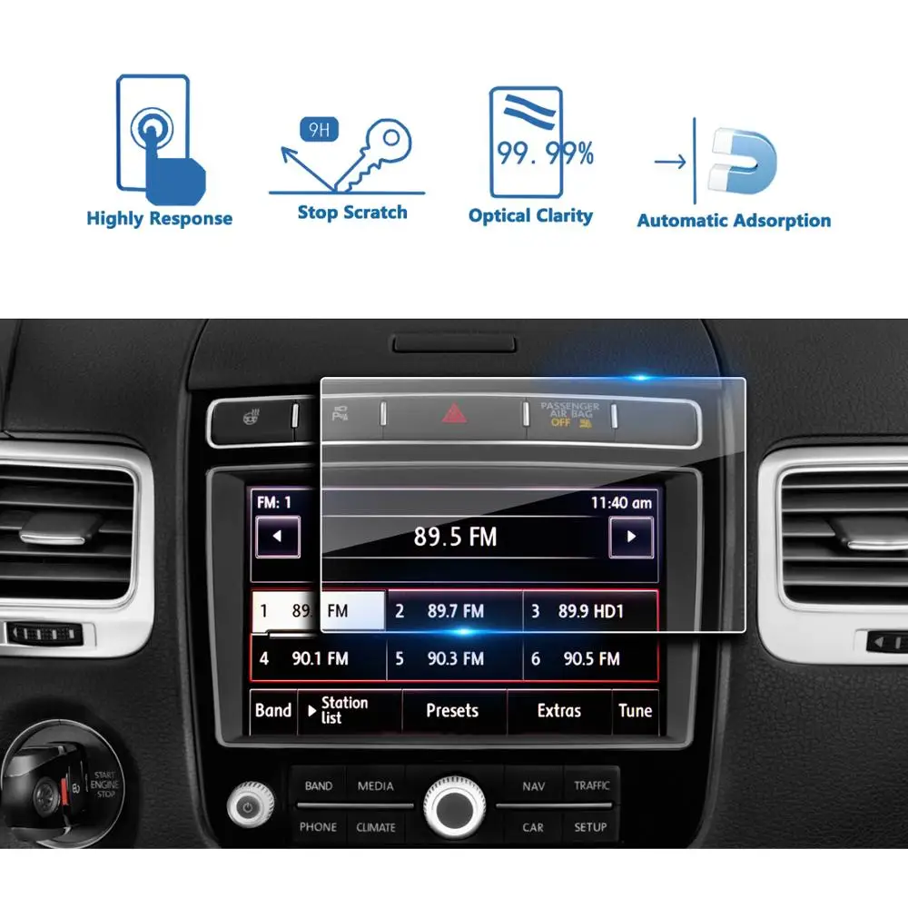 LFOTPP For Touareg 2011-2017 Car Navigation Display Tempered Glass Screen Protector Film Auto Interior Protective Sticker | Автомобили и