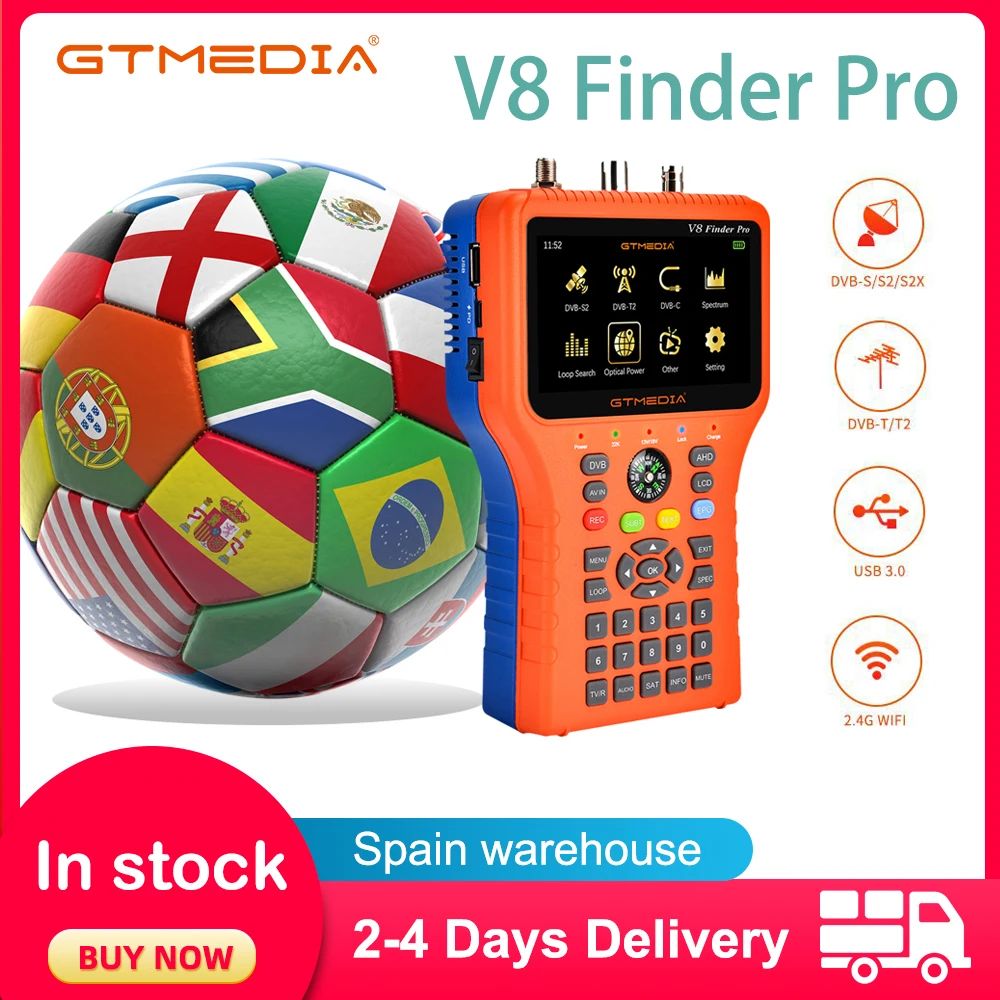 

GTMEDIA V8 Finder Pro/Max 4.3 Inch HD LCD Screen DVB-S2X/S2/S/T2/T/C satellite finder H.264/H.265(10 Bit) 7.4V/4000mAh Battery