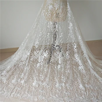 New high-end wedding dress lace fabric milky white sequins seaweed flower embroidery mesh fabric
New high-end wedding dress lace fabric milky white sequins seaweed flower embroidery mesh fabric