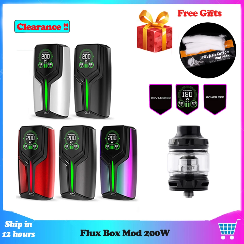 Flux Box Mod 200W Vape Kit Dual 18650 battery With OLED veeColor Screen Display E Cigarette Kits For E Cigarette RDA RTA Tank
Flux Box Mod 200W Vape Kit Dual 18650 battery With OLED veeColor Screen Display E Cigarette Kits For E Cigarette RDA RTA Tank