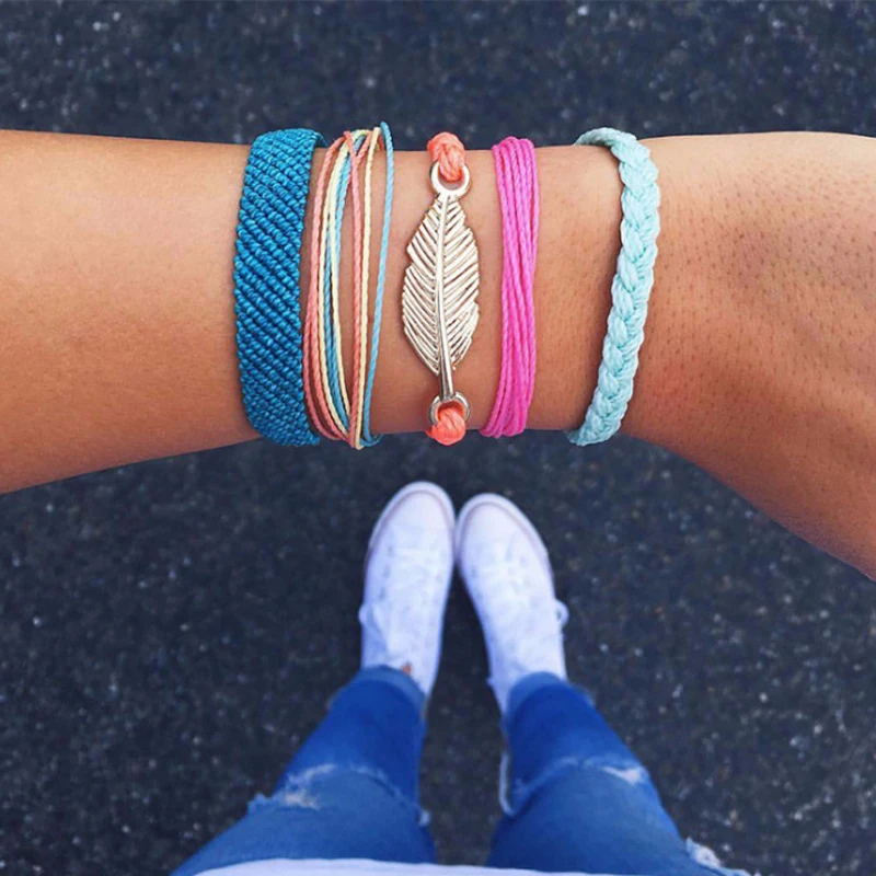 Tocona 5Piece Charm Colorful Woven Bracelets Set Leaf Pendant Friendship Bracelets Hippie Lace-up Ribbon Hand Accessories C15510
Tocona 5Piece Charm Colorful Woven Bracelets Set Leaf Pendant Friendship Bracelets Hippie Lace-up Ribbon Hand Accessories C15510