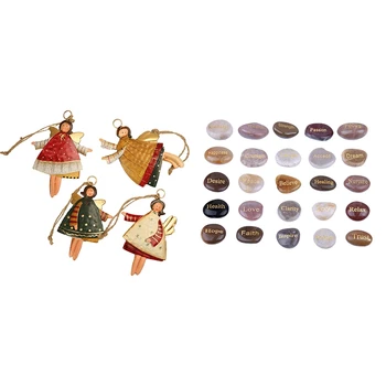 4 Pcs Angel Girl Pendants Christmas Tree Doll Ornament & 25 Engraved Inspirational Stones with Words Of Engraved Stones
4 Pcs Angel Girl Pendants Christmas Tree Doll Ornament & 25 Engraved Inspirational Stones with Words Of Engraved Stones