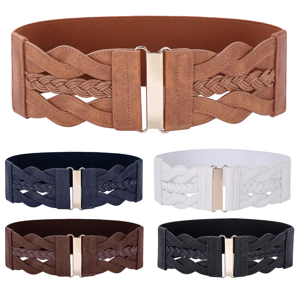 Grace Karin Fashion Women Braided Waistband Waist Belt Polyurethane Leather+Elastic 3" Ladies Retro Metal Button Belts
Grace Karin Fashion Women Braided Waistband Waist Belt Polyurethane Leather+Elastic 3" Ladies Retro Metal Button Belts