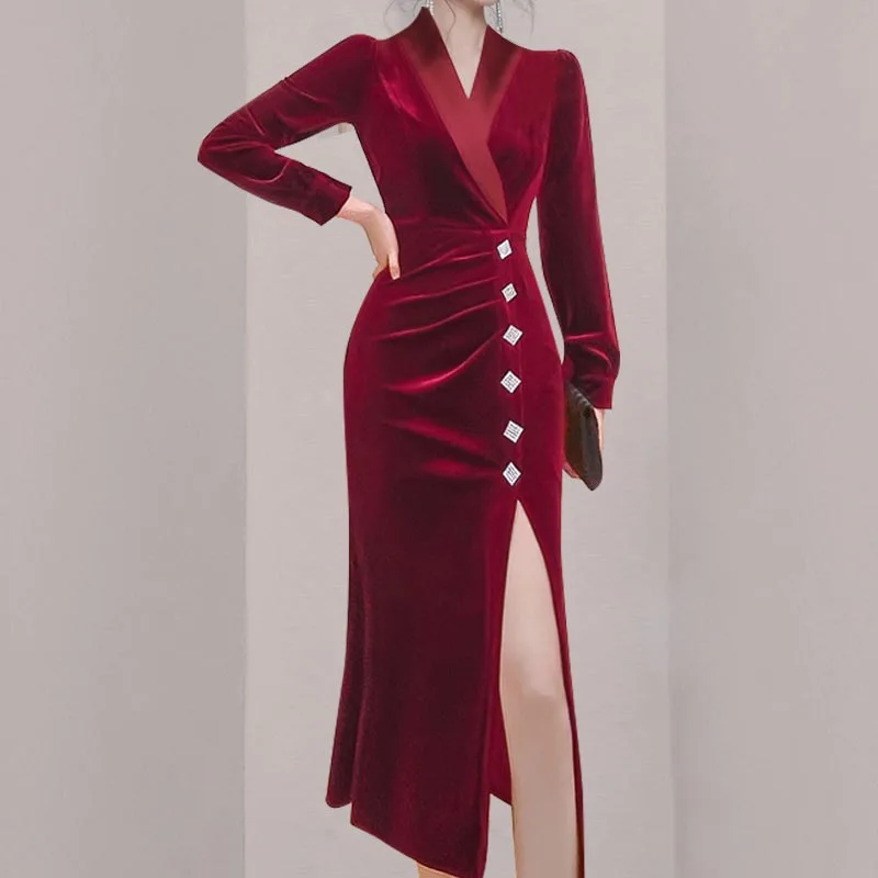One-Piece Korean Style 2020 Spring Autumn Dress Slim Waist Thin Velvet Temperament V-Neck Dress Style Split Hepburn Retro Dress
One-Piece Korean Style 2020 Spring Autumn Dress Slim Waist Thin Velvet Temperament V-Neck Dress Style Split Hepburn Retro Dress
