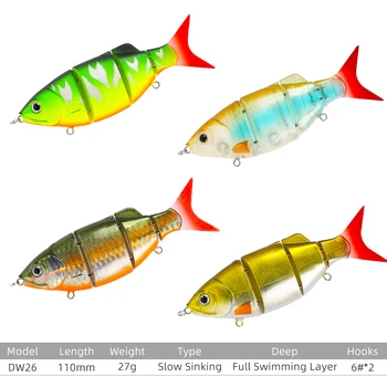 4pcs Multi Jointed Fishing Lure 110mm 27g DW26 Multi-segment Swinbait Pike Bass Crankbait Hard Lure Wobblers
4pcs Multi Jointed Fishing Lure 110mm 27g DW26 Multi-segment Swinbait Pike Bass Crankbait Hard Lure Wobblers
