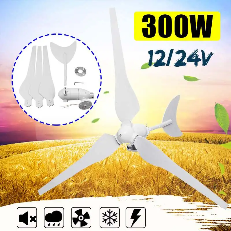 AC12V/24V Wind Generator 300W Wind Turbines Wind Turbines Generator with 3 Nylon Fiber Blades for Home Solar Streetlight ,Boat
AC12V/24V Wind Generator 300W Wind Turbines Wind Turbines Generator with 3 Nylon Fiber Blades for Home Solar Streetlight ,Boat