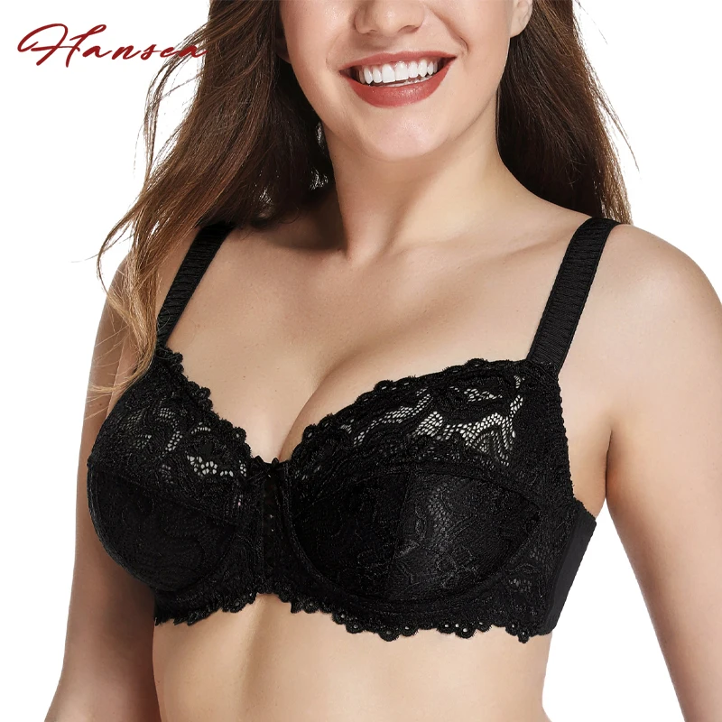 

Plus Size Lace Underwire Bra for Large Bust Women Full Coverage Unlined Bras Non Padded Sexy Bralette Lingerie Brassiere
