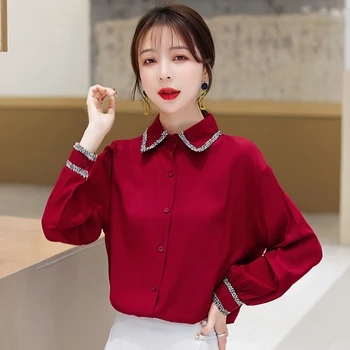 COIGARSAM Chiffon Full Sleeve Loose Shirt Womens tops New Spring Turn-down Collar Women shirts White Red 5095
COIGARSAM Chiffon Full Sleeve Loose Shirt Womens tops New Spring Turn-down Collar Women shirts White Red 5095