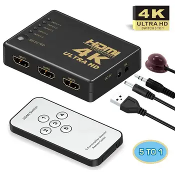 HDMI 4K Splitter Switch Adapter 5 Port HDMI Adapter Switcher Ultra HD HDCP 3D HDR Switch Selector Splitter Hub Remote USB Cable
HDMI 4K Splitter Switch Adapter 5 Port HDMI Adapter Switcher Ultra HD HDCP 3D HDR Switch Selector Splitter Hub Remote USB Cable