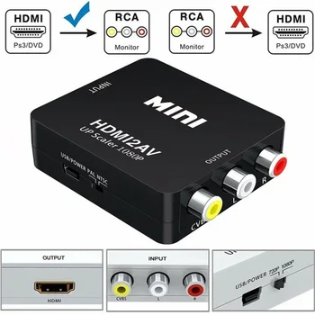 HD Video Converter Box HDMI To RCA AV/CVSB L/R Video 1080P HDMI Adapter NTSC PAL HDMI To AV Converter
HD Video Converter Box HDMI To RCA AV/CVSB L/R Video 1080P HDMI Adapter NTSC PAL HDMI To AV Converter