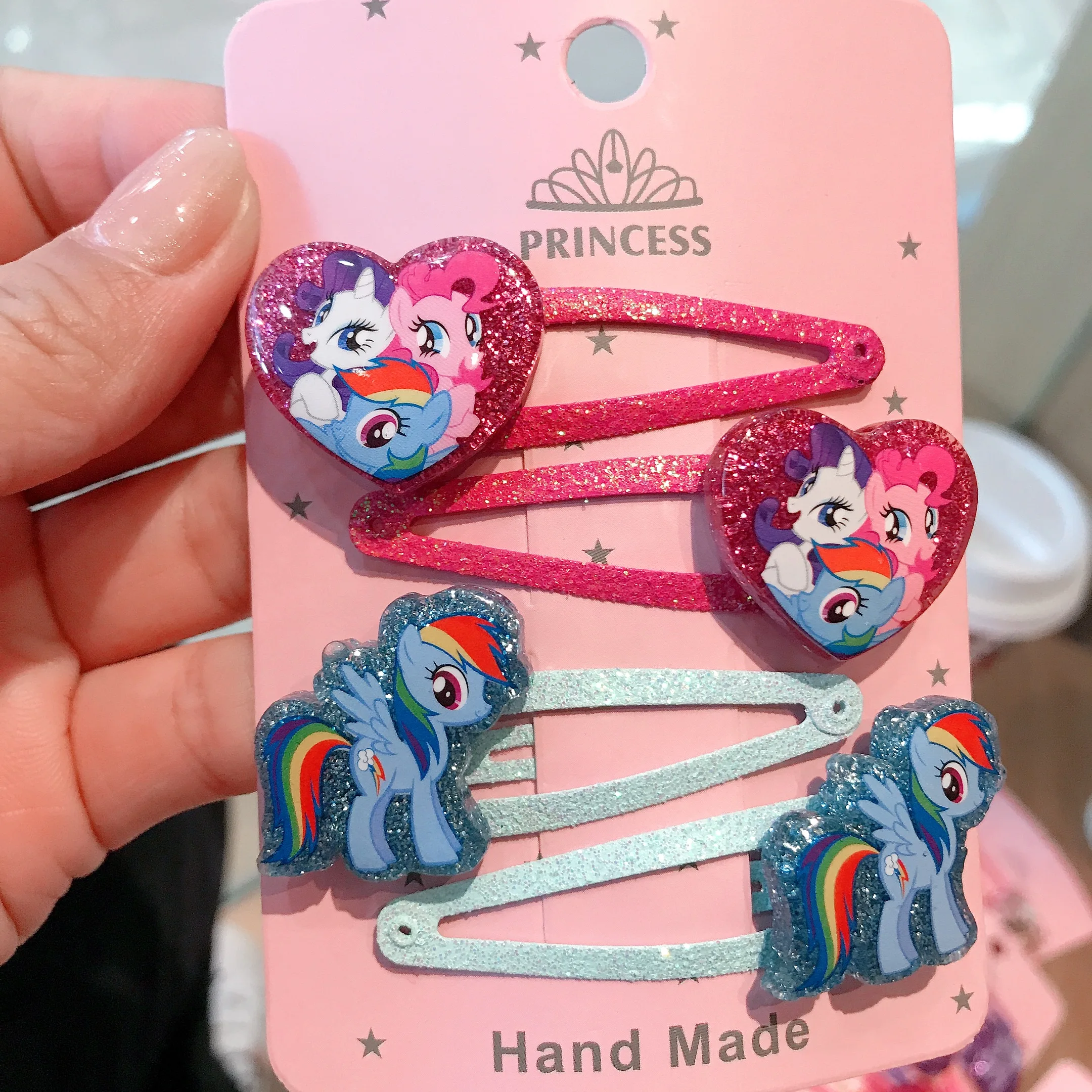 4Pcs/lot New My little Horse Character Lovely Unicorn Hair Clip Baby Hairpin Accessories Resin Metal Barrette For Girl Gift | Детская