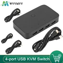 4-port USB KVM Switch HDMI-compatible 4 In 1 Out Switch Shared Keyboard and Mouse Display Switch Button Computer Monitor Switch
4-port USB KVM Switch HDMI-compatible 4 In 1 Out Switch Shared Keyboard and Mouse Display Switch Button Computer Monitor Switch