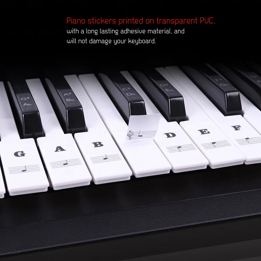 Piano Stickers for Keys Transparent Removable Kids and Beginners Piano Keyboard Stickers Full Set for 49/61/88 Keyboards
Piano Stickers for Keys Transparent Removable Kids and Beginners Piano Keyboard Stickers Full Set for 49/61/88 Keyboards