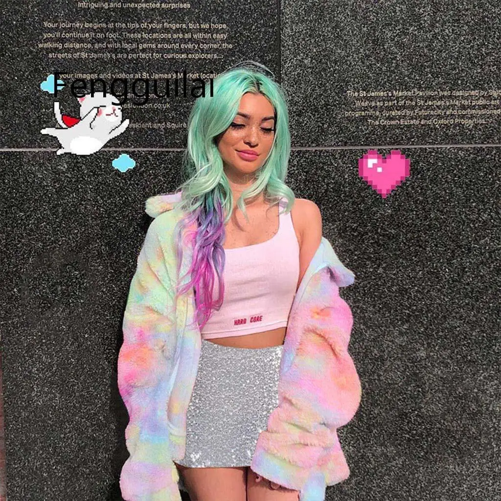 Women's Rainbow Plush Fleece Colorful Artificial Wool Collar Long Sleeved Zipper Thicken Teddy Jacket Cute Oversized Ho
Women's Rainbow Plush Fleece Colorful Artificial Wool Collar Long Sleeved Zipper Thicken Teddy Jacket Cute Oversized Ho