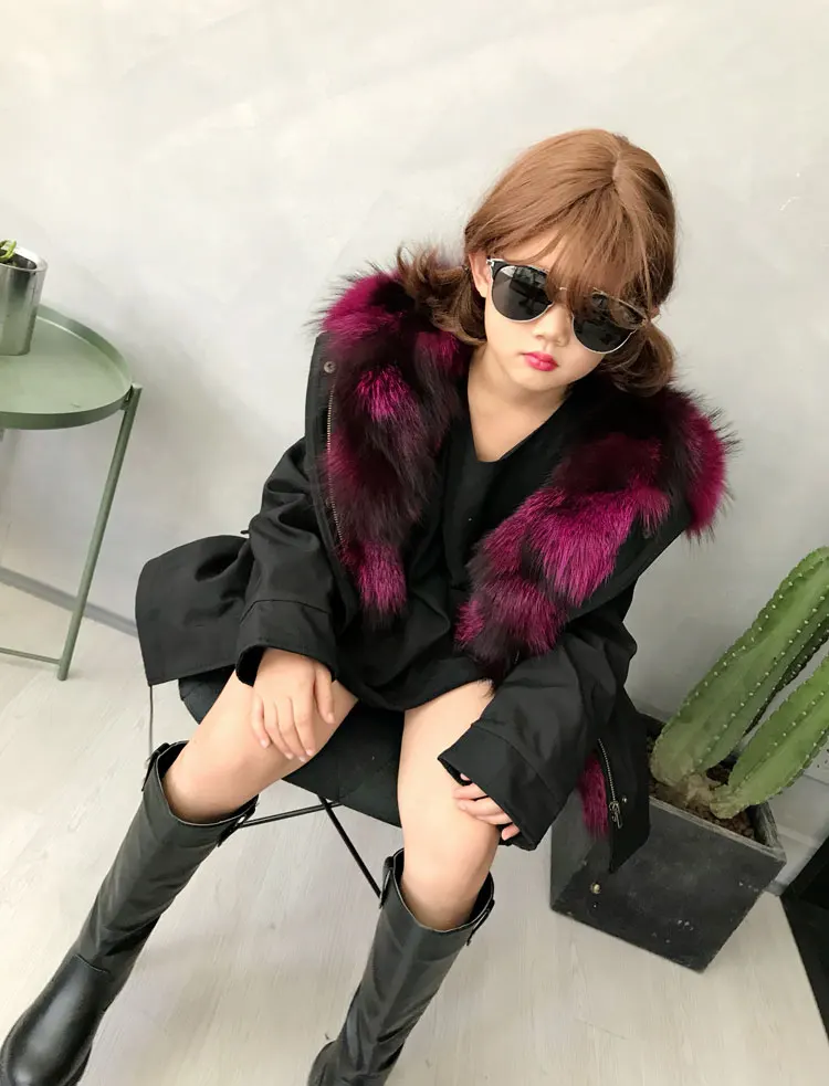 kids parkas natural fox fur child coats for winter (11)