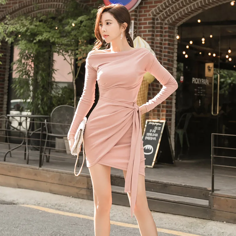 2018 Autumn And Winter New Style Korean-style Elegant Slim Fit Shirred Sloping Shoulder Knit Sheath Lace-up Base Dress Women's
2018 Autumn And Winter New Style Korean-style Elegant Slim Fit Shirred Sloping Shoulder Knit Sheath Lace-up Base Dress Women's