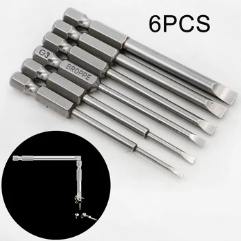 6pcs Screwdriver Bits 6.35mm Hex Shank Woodworking Flat Head 75mm Kit Supplies
6pcs Screwdriver Bits 6.35mm Hex Shank Woodworking Flat Head 75mm Kit Supplies