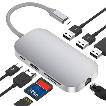 8 IN 1 Multiports USB C Hub Portable Type C to HD RJ45 Port Adapter TF SD Memory Card Reader Converter High Speed USB3.0 Hub
8 IN 1 Multiports USB C Hub Portable Type C to HD RJ45 Port Adapter TF SD Memory Card Reader Converter High Speed USB3.0 Hub