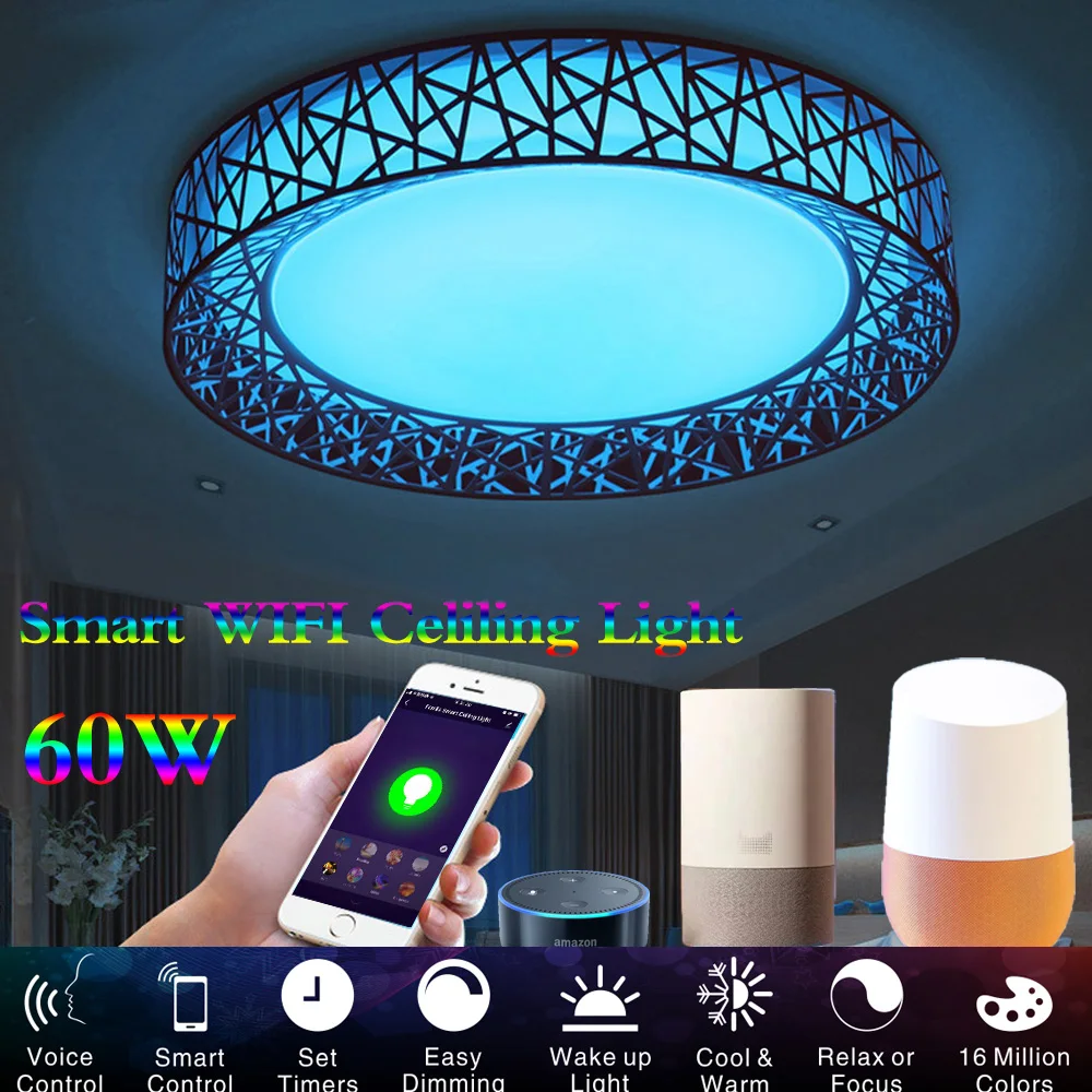 LED Ceiling Light 110V 220V Smart WIFI Modern Lamp Living Room Lighting Work With Apple IFTTT Alexa Echo Google Home LED Light
LED Ceiling Light 110V 220V Smart WIFI Modern Lamp Living Room Lighting Work With Apple IFTTT Alexa Echo Google Home LED Light