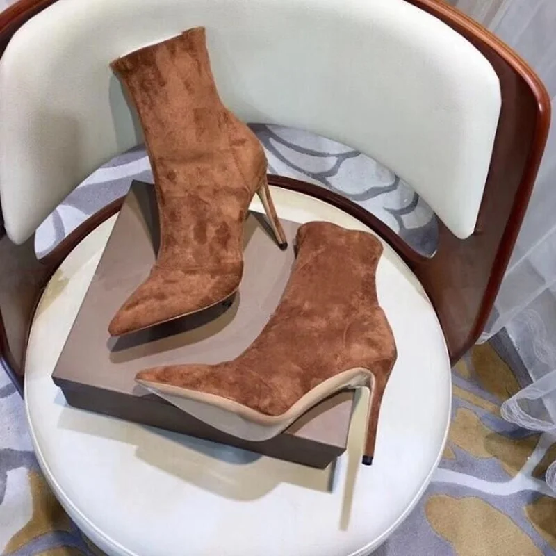 Brown Suede Ankle Boot Pointed Toe High Heel Spring Autumn Short Bootie Thin Heels Slip-on Party Dress Shoes Drop Ship
Brown Suede Ankle Boot Pointed Toe High Heel Spring Autumn Short Bootie Thin Heels Slip-on Party Dress Shoes Drop Ship